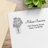 Adres Floral Daisies Mason Jar Rubberstempel