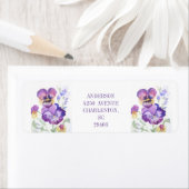 Adres florale purperpanelen etiket (Insitu)