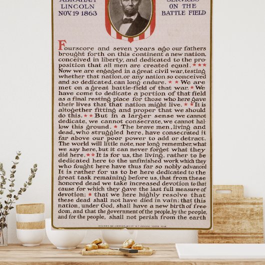 Adres Gettysburg: Abraham Lincoln 1863 Poster (Keuken)