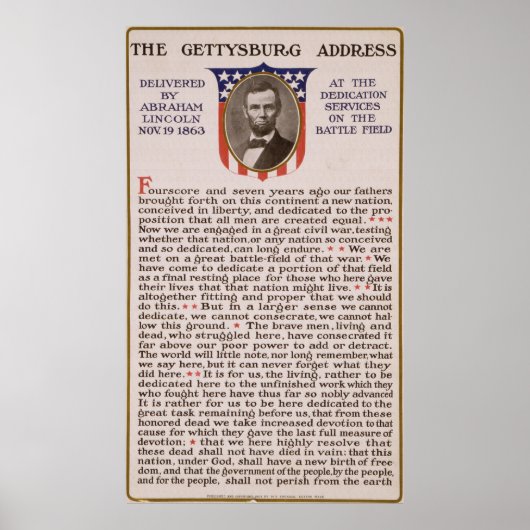 Adres Gettysburg: Abraham Lincoln 1863 Poster (Voorkant)