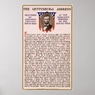 Adres Gettysburg: Abraham Lincoln 1863 Poster