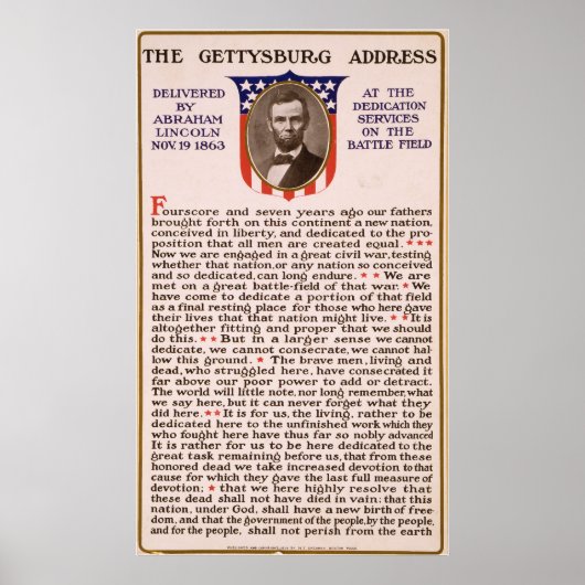 Adres Gettysburg: Abraham Lincoln 1863 Poster (Voorkant)