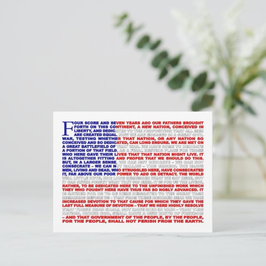 Adres Gettysburg Briefkaart (Staand voorkant)