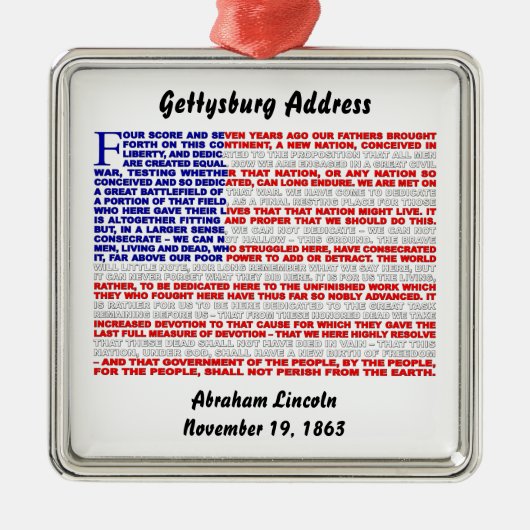 Adres Gettysburg Metalen Ornament (Voorkant)