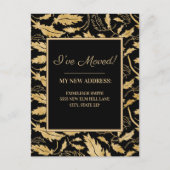 Adres gewijzigd: Elegant Black Gold Leaves Briefkaart (Voorkant)