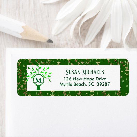 Adres gezinshereniging monogram terugkeer etiket (Insitu)