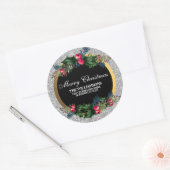 Adres Glittery Silver en Gold Family Ronde Sticker (Envelop)