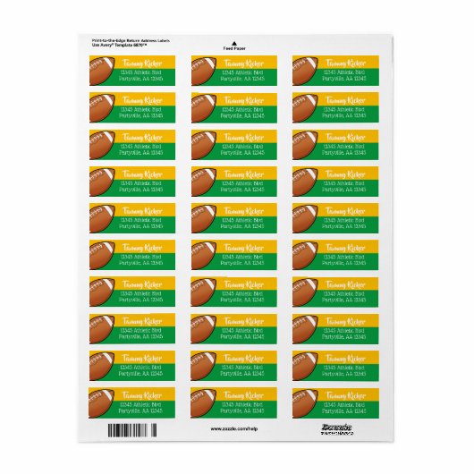 Adres Groen en goud Football Etiket (Full Sheet)