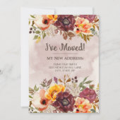 Adres Herfst herfst Burgundy Oranje Floral Aankondiging (Voorkant)