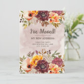 Adres Herfst herfst Burgundy Oranje Floral Aankondiging (Staand voorkant)