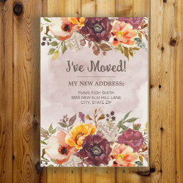 Adres Herfst herfst Burgundy Oranje Floral Aankondiging