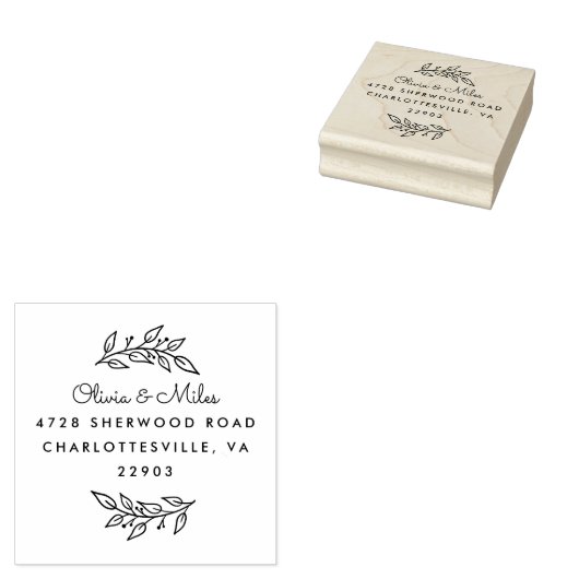 Adres herfsttakken rubberstempel (Gestempeld)