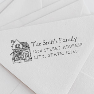 Adres huisportret familienaam rubberstempel