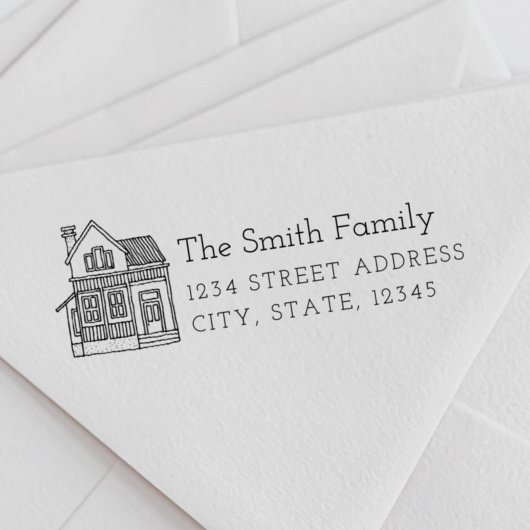 Adres huisportret familienaam rubberstempel