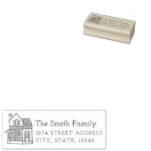 Adres huisportret familienaam rubberstempel (Gestempeld)