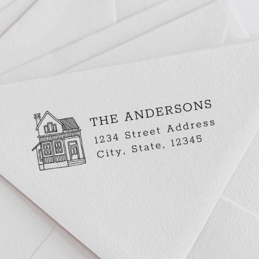 Adres huisportret familienaam  zelfinktende stempel