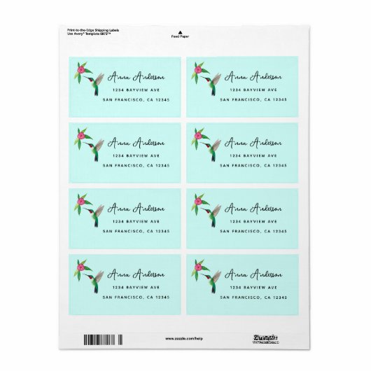 Adres Hummingbird Label (Full Sheet)