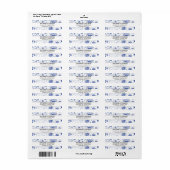 Adres Indigo Blue & White Waterverf Flowers Etiket (Full Sheet)