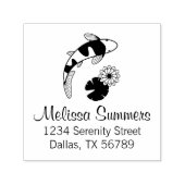 Adres Japanse Koi Fish en Water Lily Zelfinktende Stempel (Design)