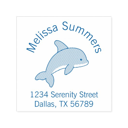 Adres Jumping Dolphin Zelfinktende Stempel (Design)