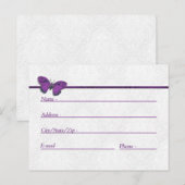 Adres Kaarten Wedding Butterfly Brocade Paars (Voorkant / Achterkant)