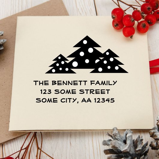 Adres kerstboomfamilie rubberstempel