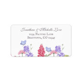 Adres kleurrijke bloemen en botervliegen etiket (Voorkant)
