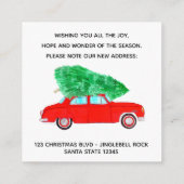 Adres kondiging Rode auto met kerstboom Informatiekaartje (Achterkant)