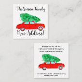 Adres kondiging Rode auto met kerstboom Informatiekaartje (Voorkant / Achterkant)