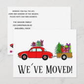 Adres kondiging rode auto met kerstcadeaus briefkaart (Voorkant / Achterkant)