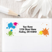 Adres kunstpartij kleurrijke verf geboortedag etiket (Insitu)