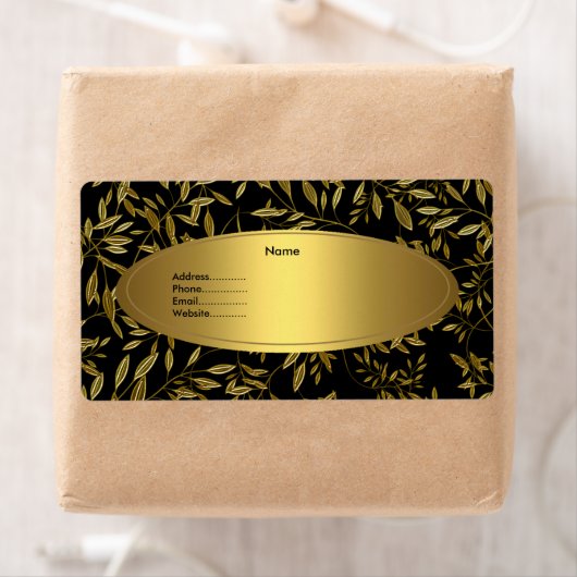 Adres Label Black Gold Floral (Insitu)