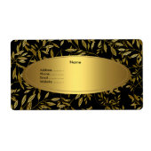 Adres Label Black Gold Floral (Voorkant)