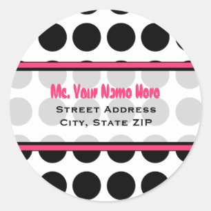 Adres Label - Black Polka Dot