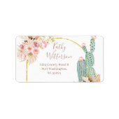 Adres Label Boho Cactus Pink Floral Baby shower (Voorkant)