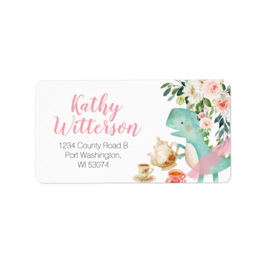 Adres Label Dinosaur Tea Party Raad Baby shower (Voorkant)