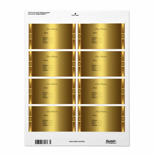 Adres Label Gold op Gold (Full Sheet)