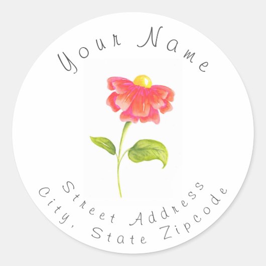 Adres label "Hot Pink Oranje Zinnia" (Voorkant)