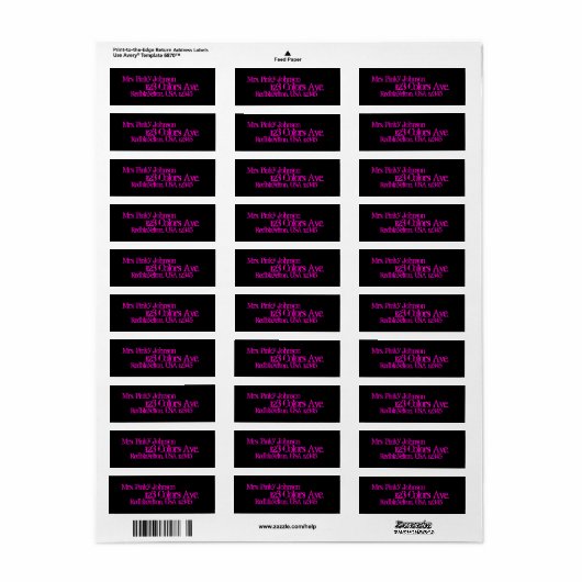 Adres Label Midnight Black, Hot Pink (Full Sheet)