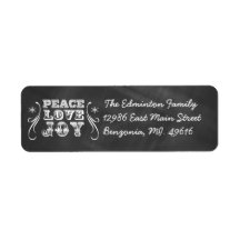 Adres Label Peace Love Joy Chalkboard Vakantie