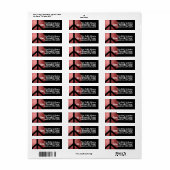 Adres Label Peace Sign, Rood, Zwart, Aanpassen (Full Sheet)