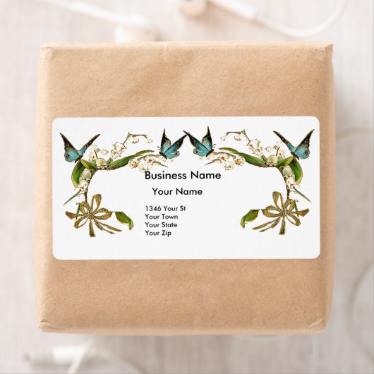 Adres Label  Retro Butterfly Floral (Insitu)