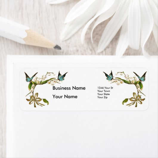 Adres Label Retro Butterfly Floral (Insitu)