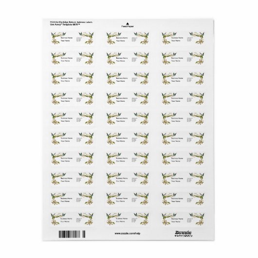 Adres Label  Retro Butterfly Floral (Full Sheet)