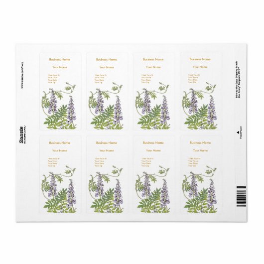 Adres Label  Retro Mauve Floral (Full Sheet)