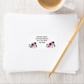 Adres Label, rood, wit & blauw Daisies Etiket (Insitu)