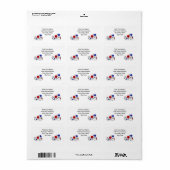 Adres Label, rood, wit & blauw Daisies Etiket (Full Sheet)