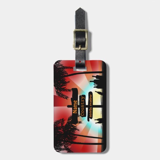 Adres label - Summer Style Beach - Palmbomen Bagagelabel (Voorkant verticaal)