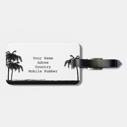 Adres label - Summer Style Beach - Palmbomen Bagagelabel (Achterkant horizontaal)