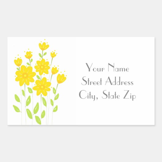 Adres label "Sunny Yellow Floral Bouquet" (Voorkant)